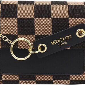 Checkered Leather Crossbody Bag for Women, Compact Plaid Shoulder Purse